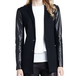 THEORY ‘Lacey’ Leather Sleeve Blazer